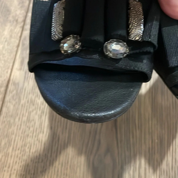 Tory Burch Black Elastic Ankle Strap Embellished Jewel High Heel Pumps Size 8 - Picture 5 of 11